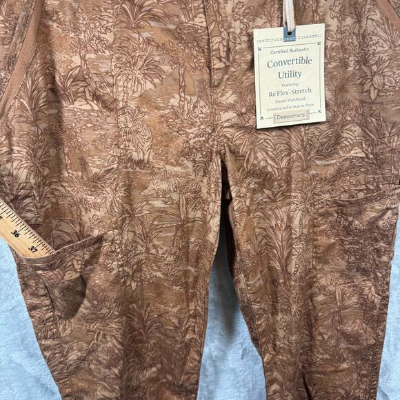 Democracy Flexellent NEW Pants Womens 10 Brown Floral Utility Cuff Stretch Cargo - Picture 5 of 12
